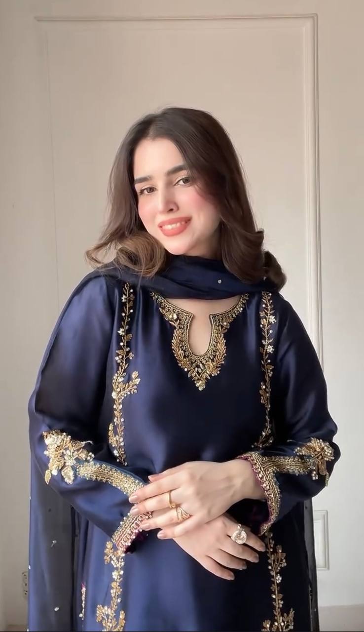 Navy Noir Gold-Embroidered Suit